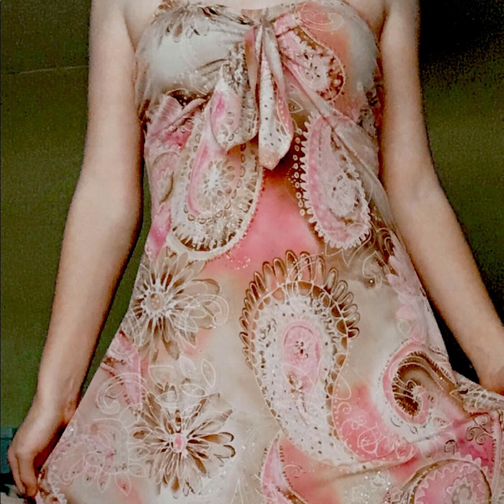 Light pink/brown dress, size small, with sparkles.